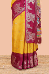 Yellow dola silk traditional saree