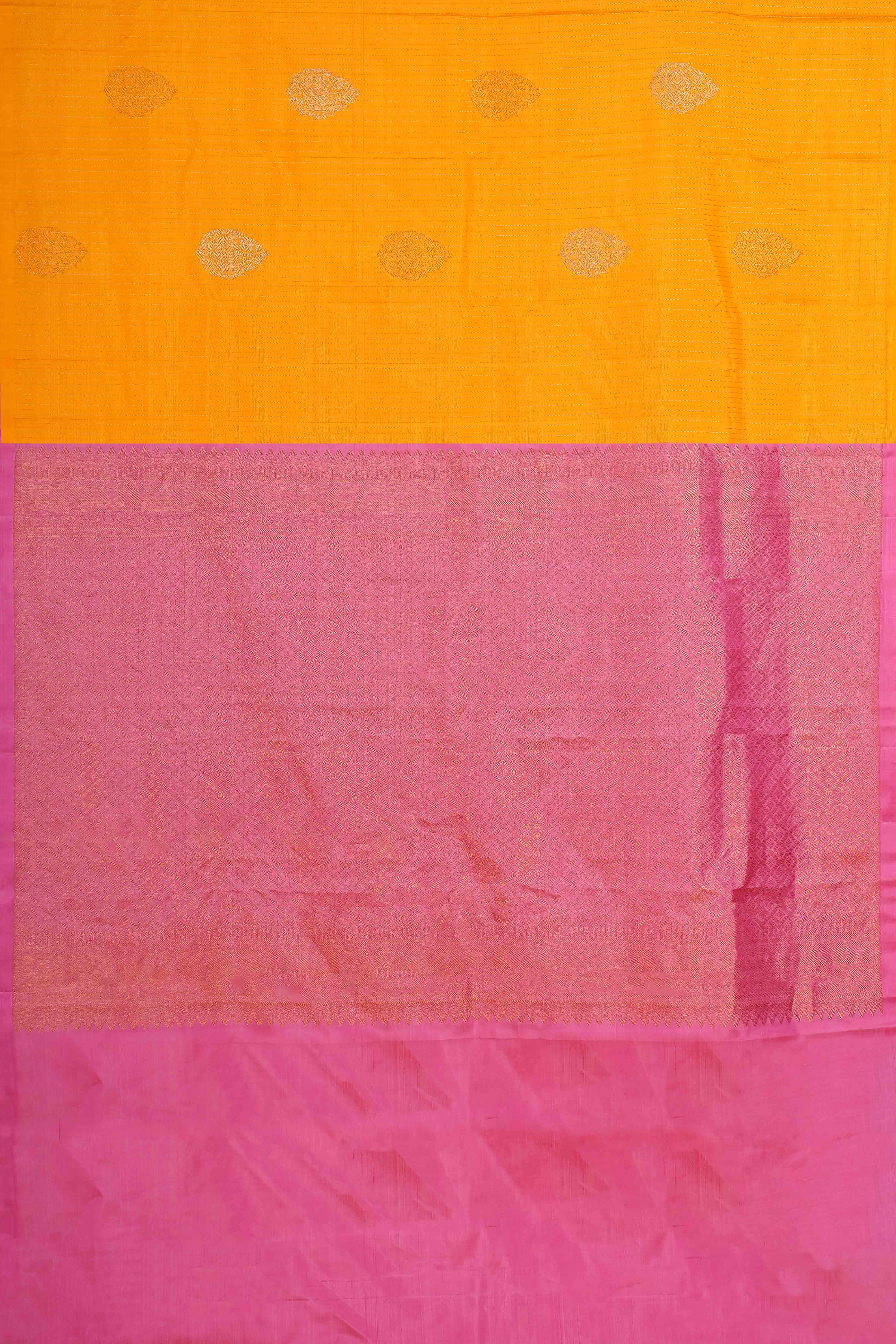 Yellow gold zari silk saree