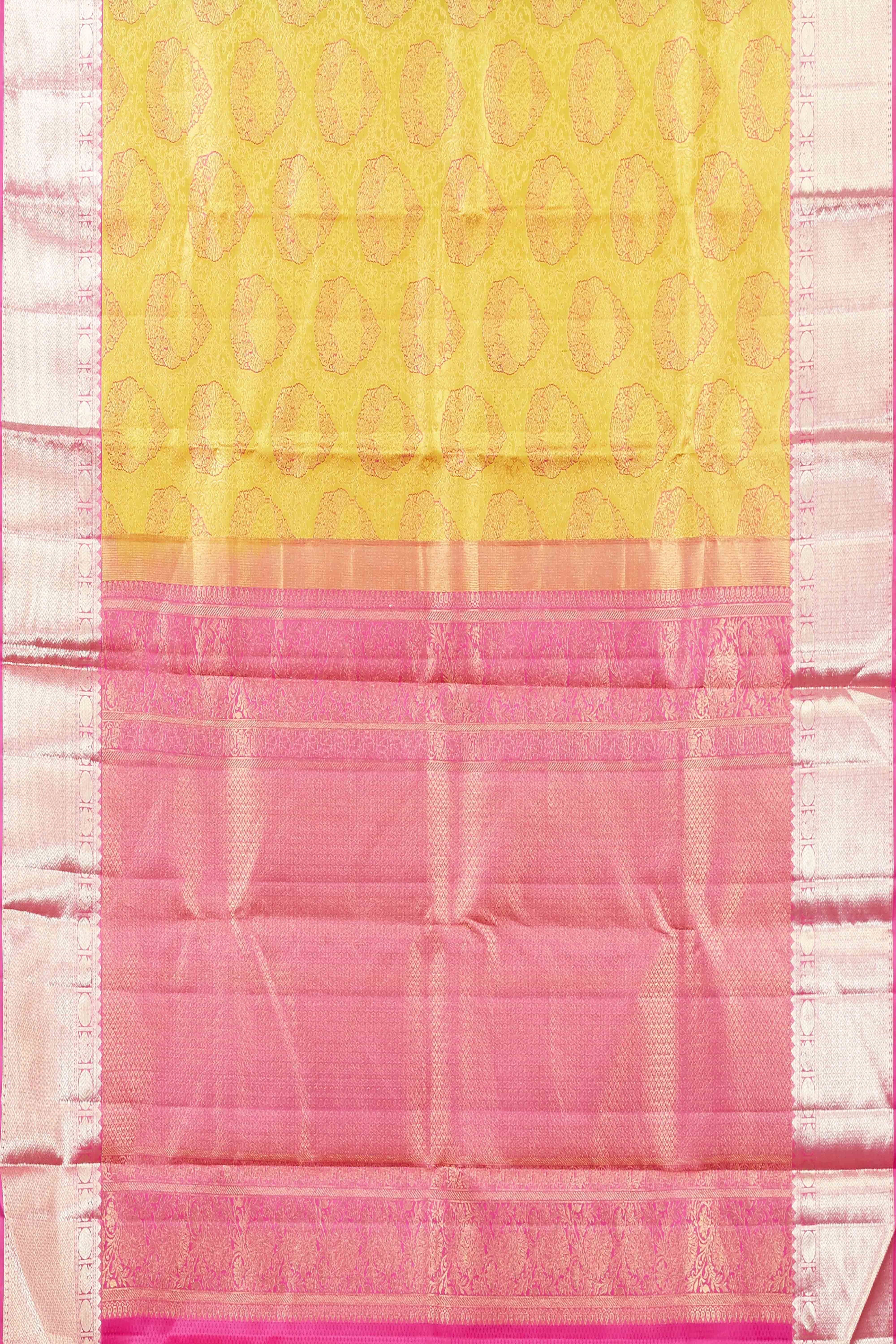 Yellow jacquard silks
