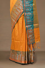 Yellow kathan silk festive saree