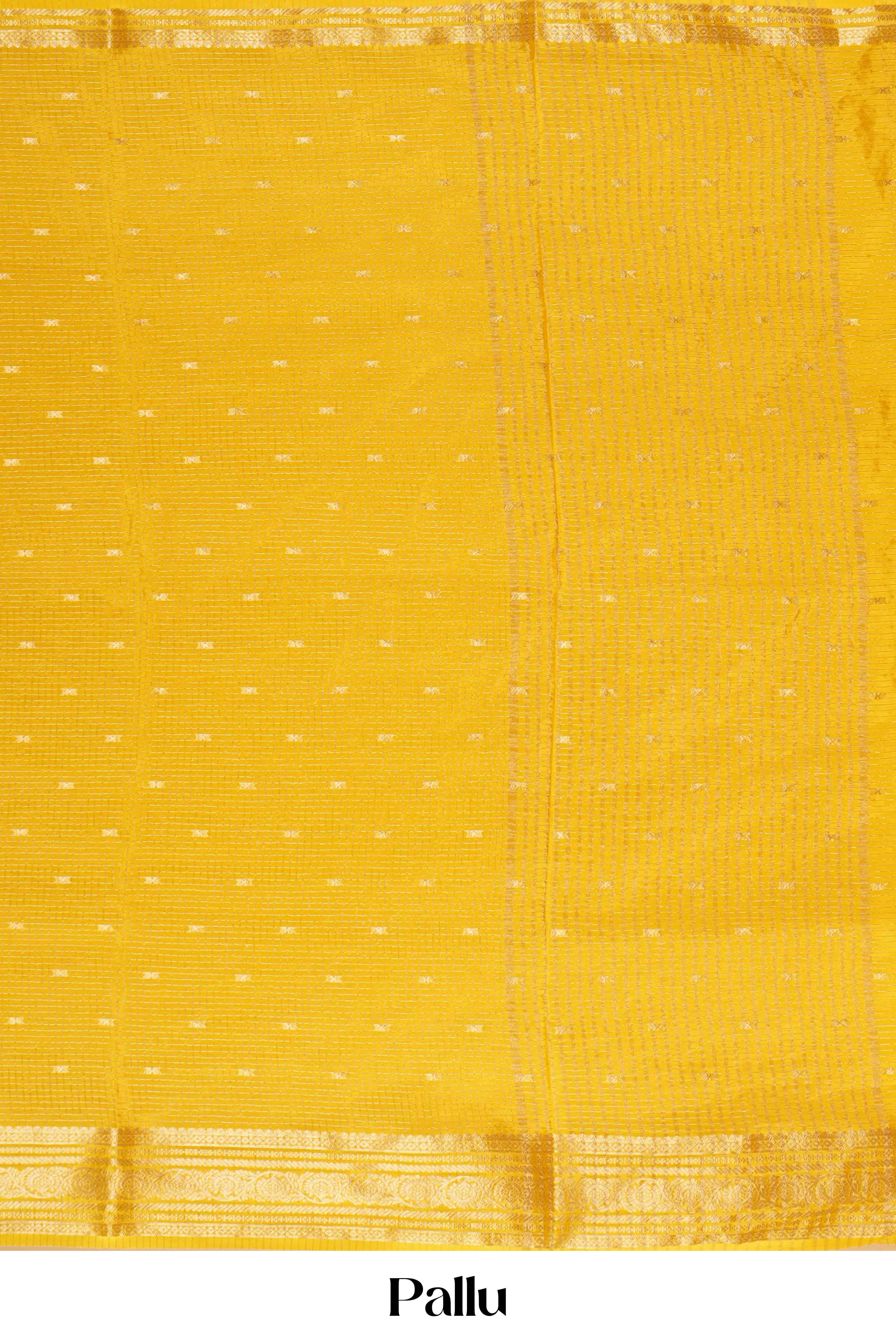 Yellow raw silk festive saree