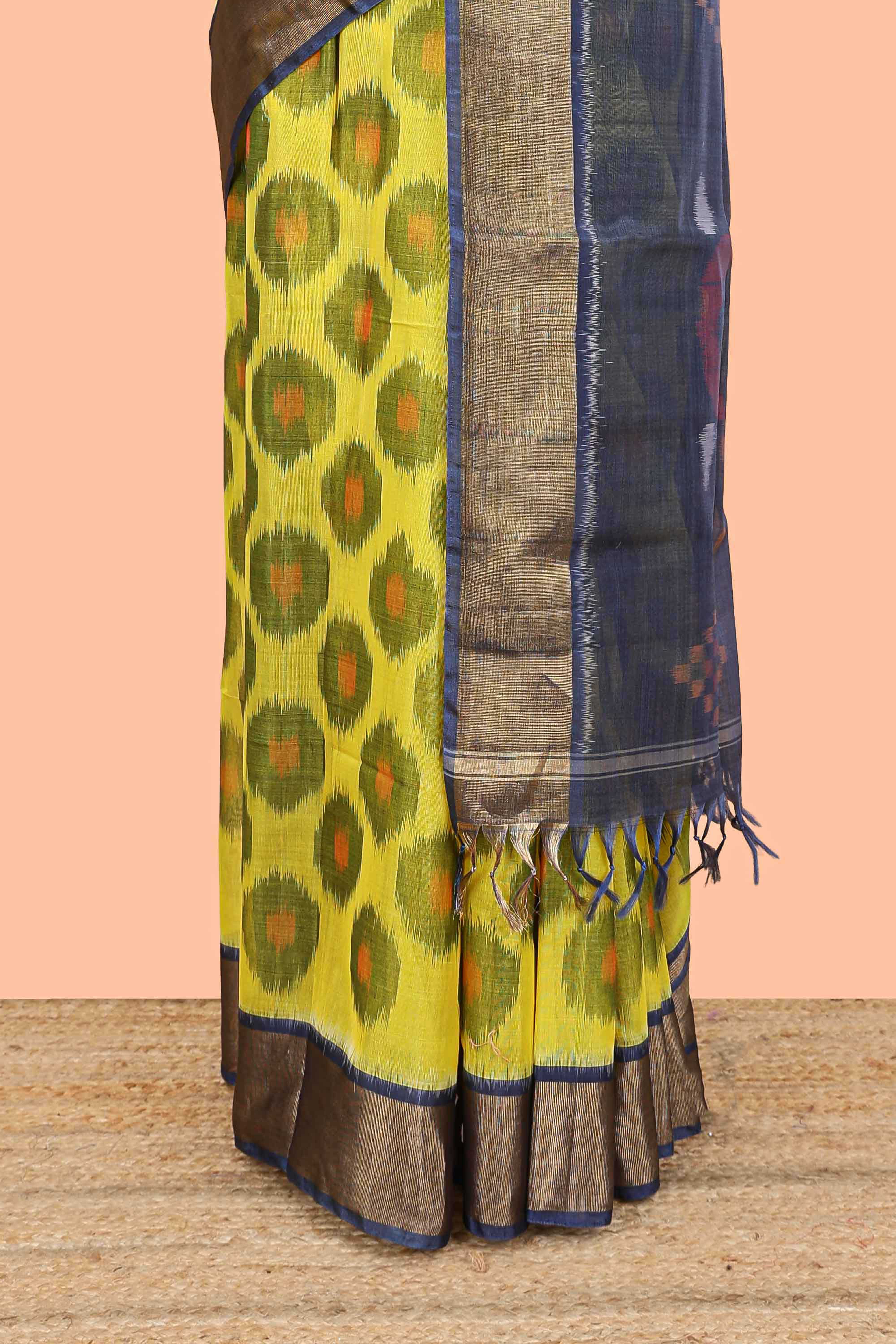 Yellow traditional motif saree