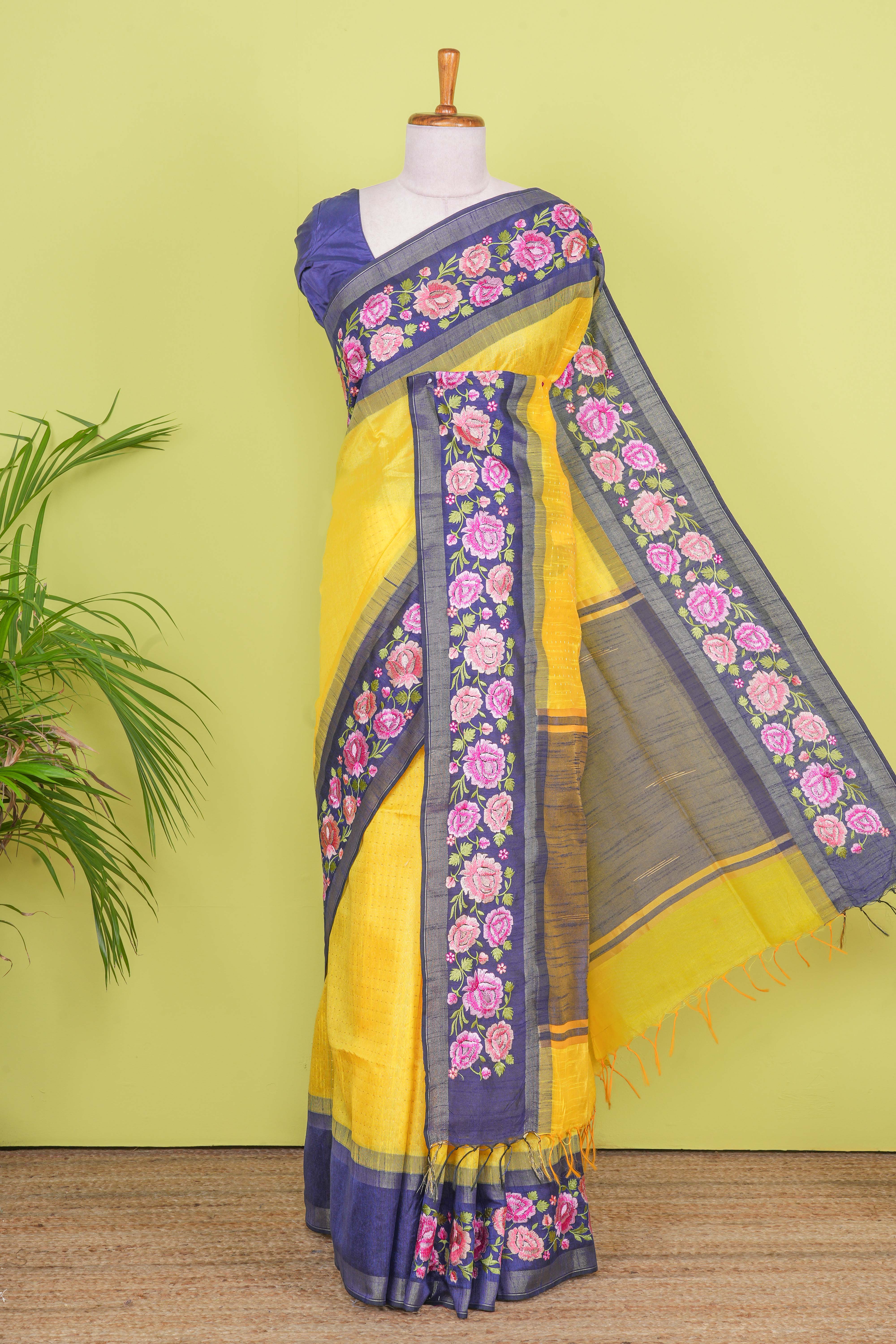 Yellow tussar silk