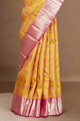 Yellow zari border sarees