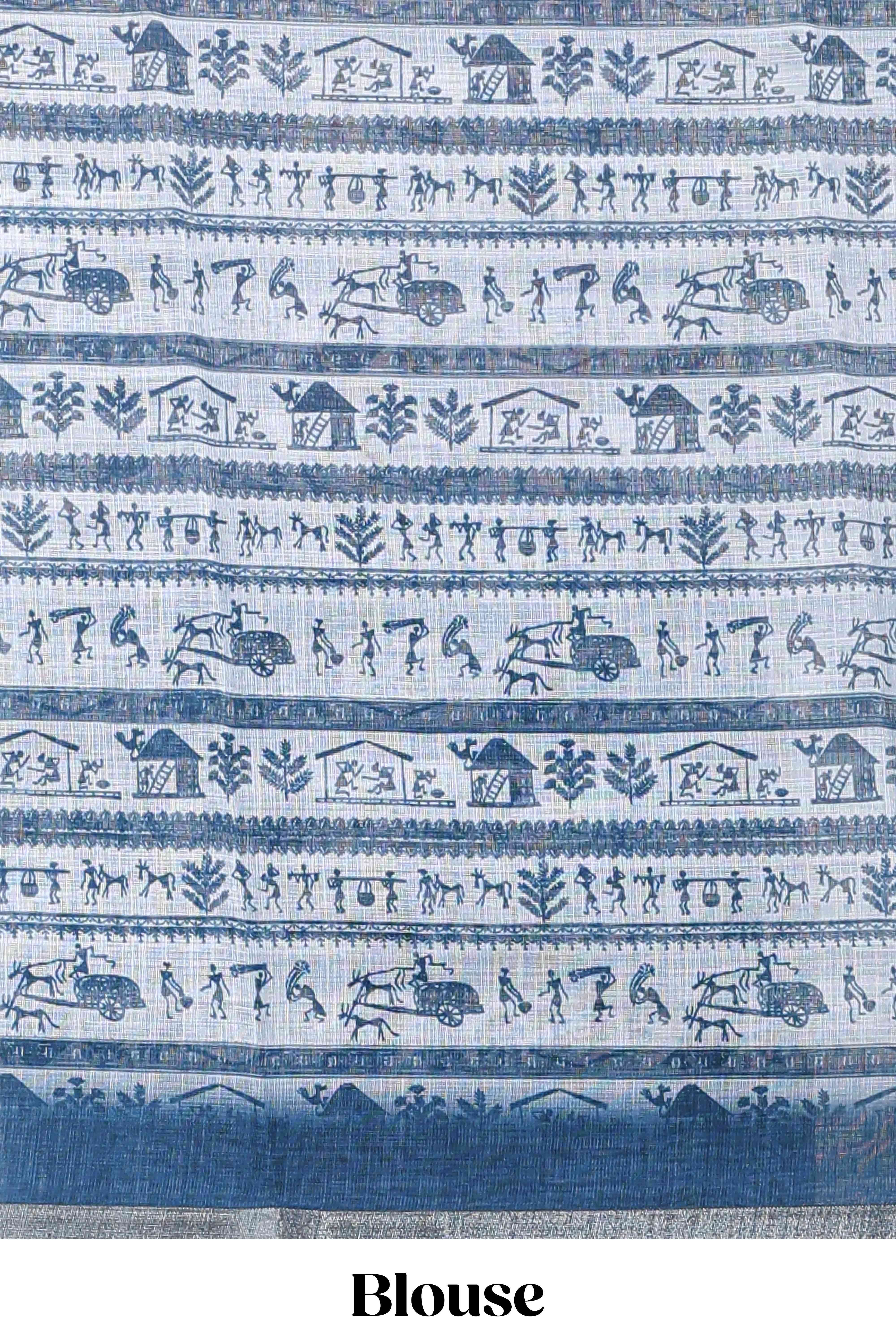 blue casual linen sares