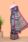 blue khadi cotton saree