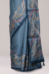 blue saree pallu