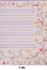 floral printed white pallu