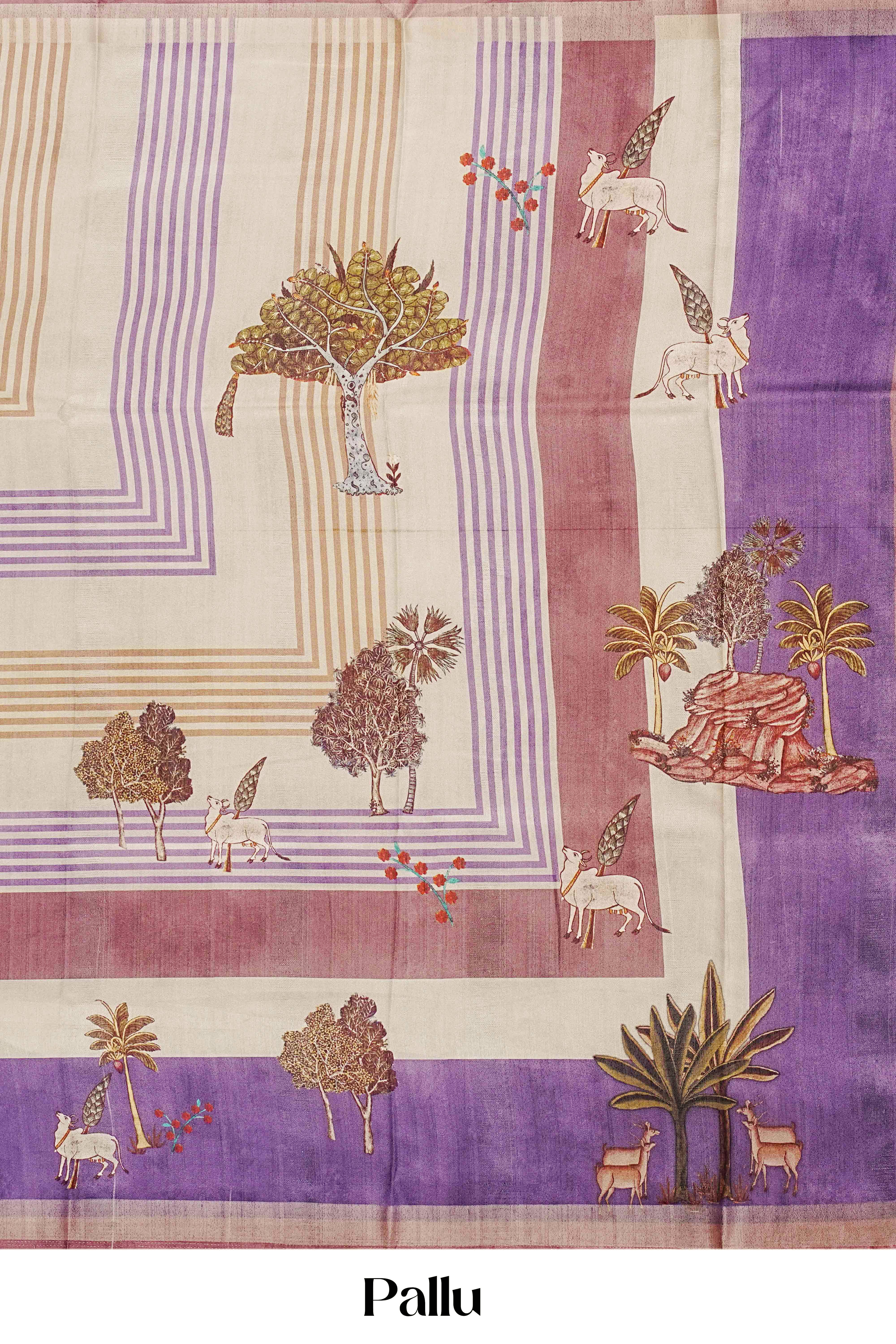 golden printed pallu