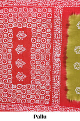 green batik print saree