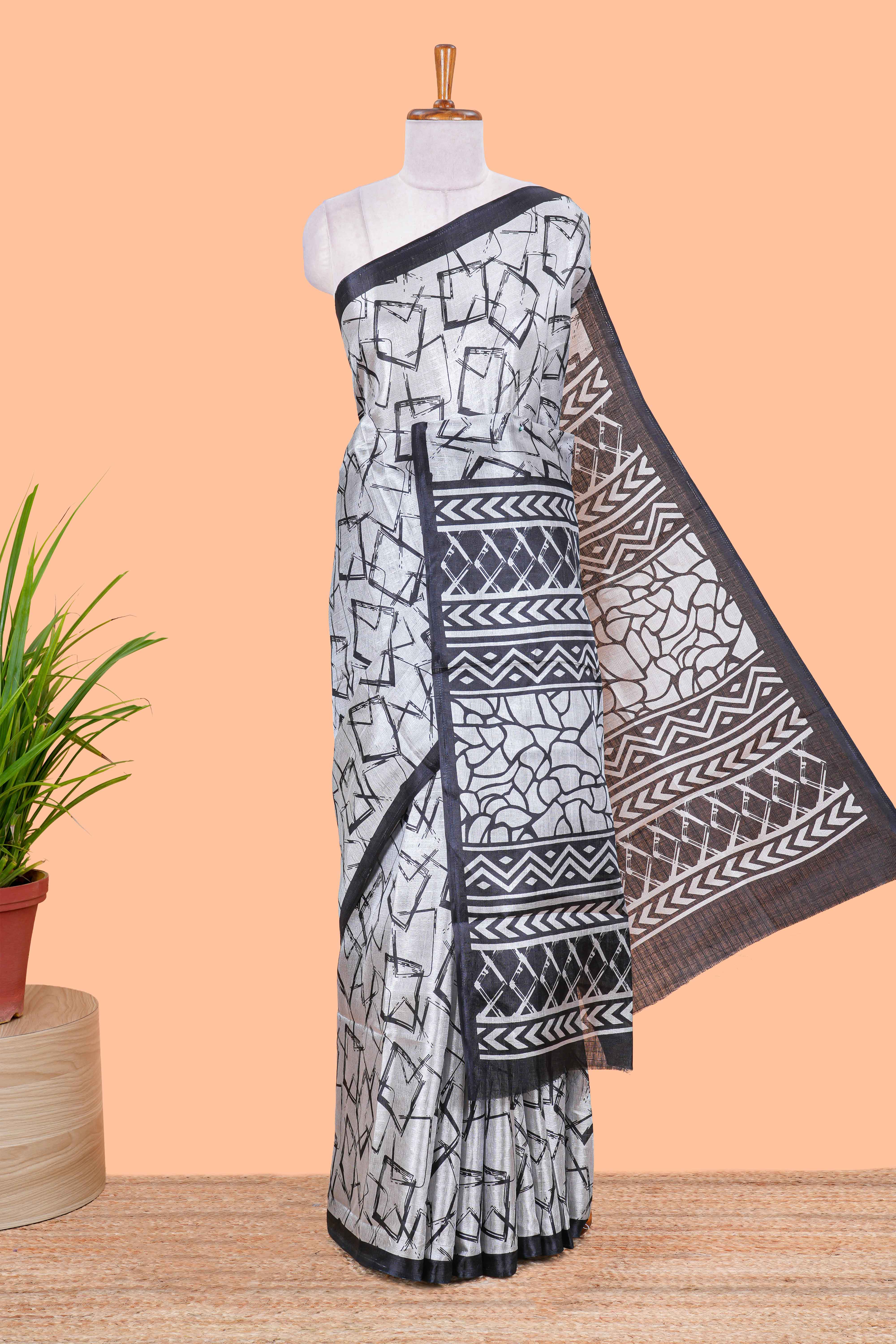 grey khadi cotton saree