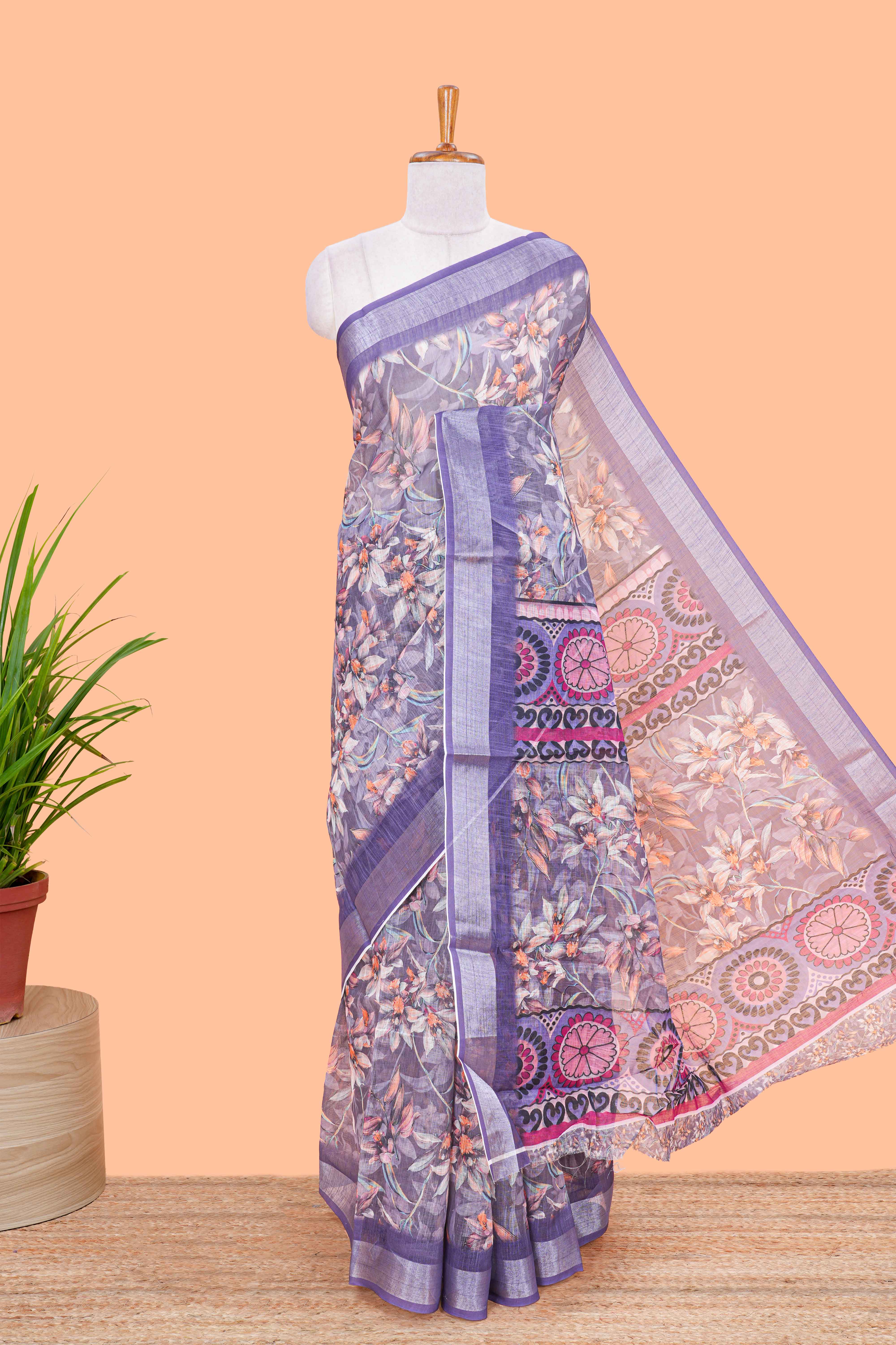 lavender linen cotton sarees