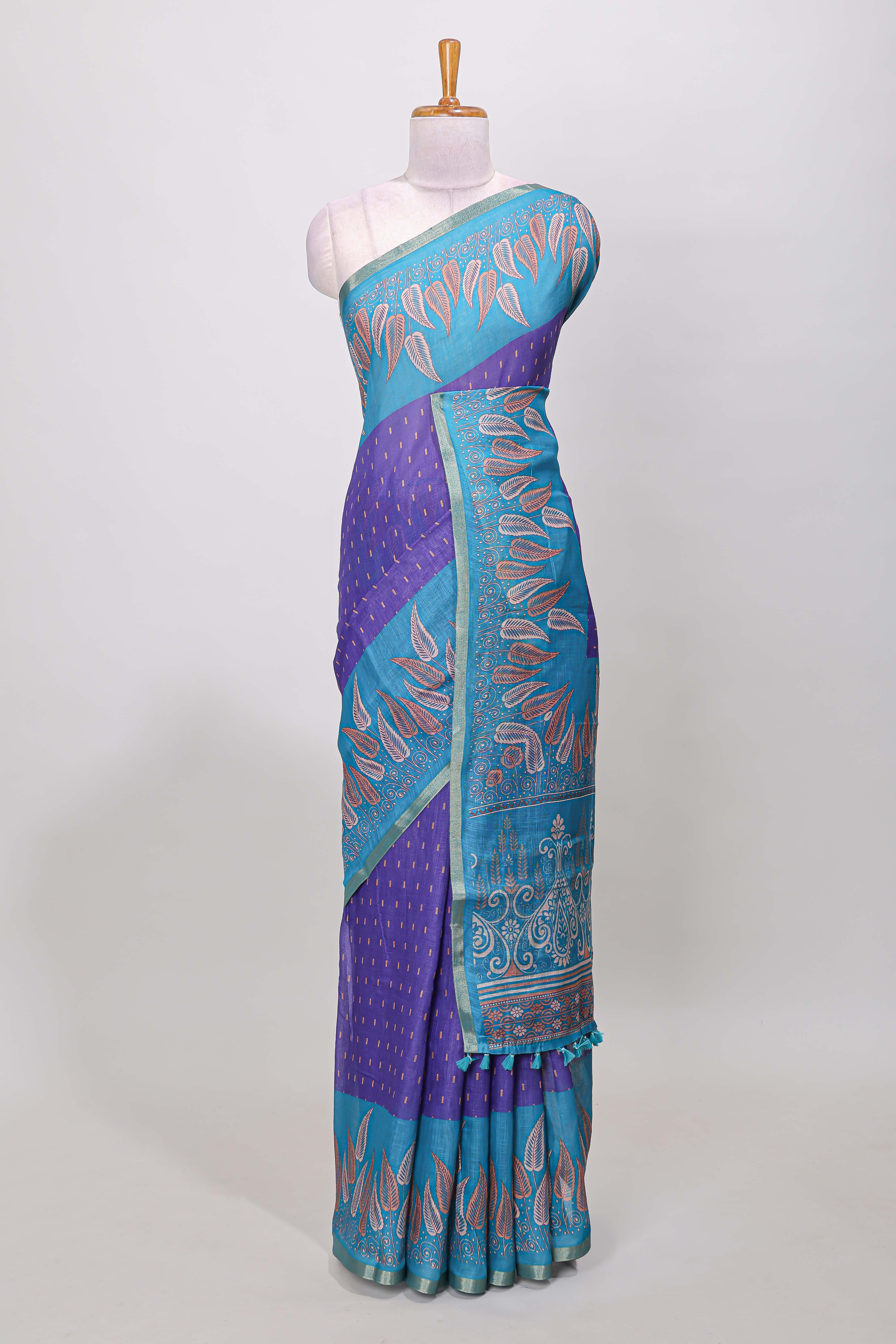 linen cotton thread butta saree