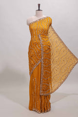 mustard designer saree
