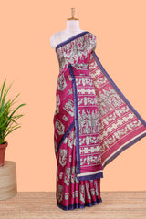 pink khadi cotton saree