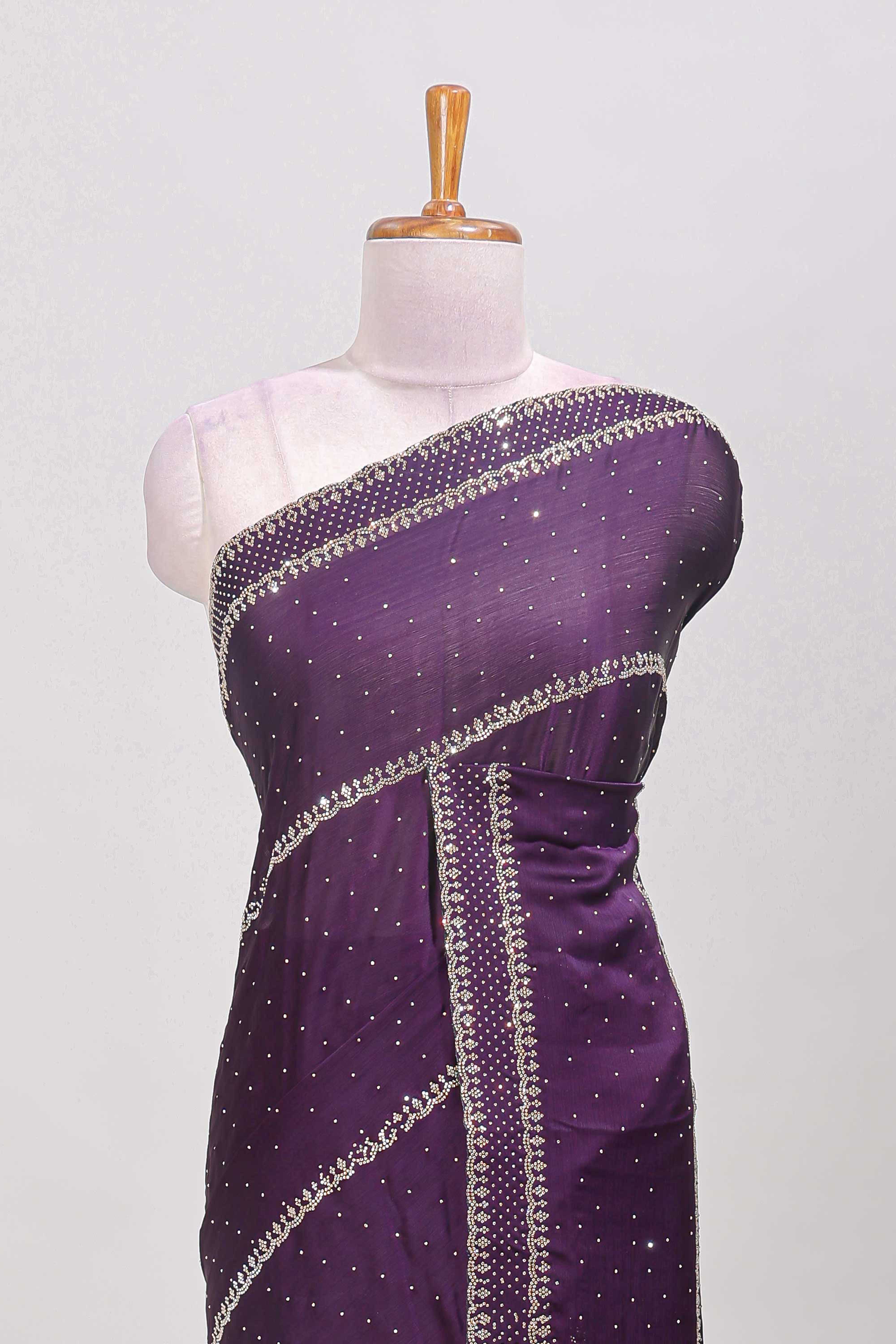 purple Elegant shimmer detailed ethnic wear