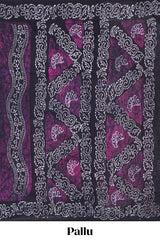 purple batik print saree
