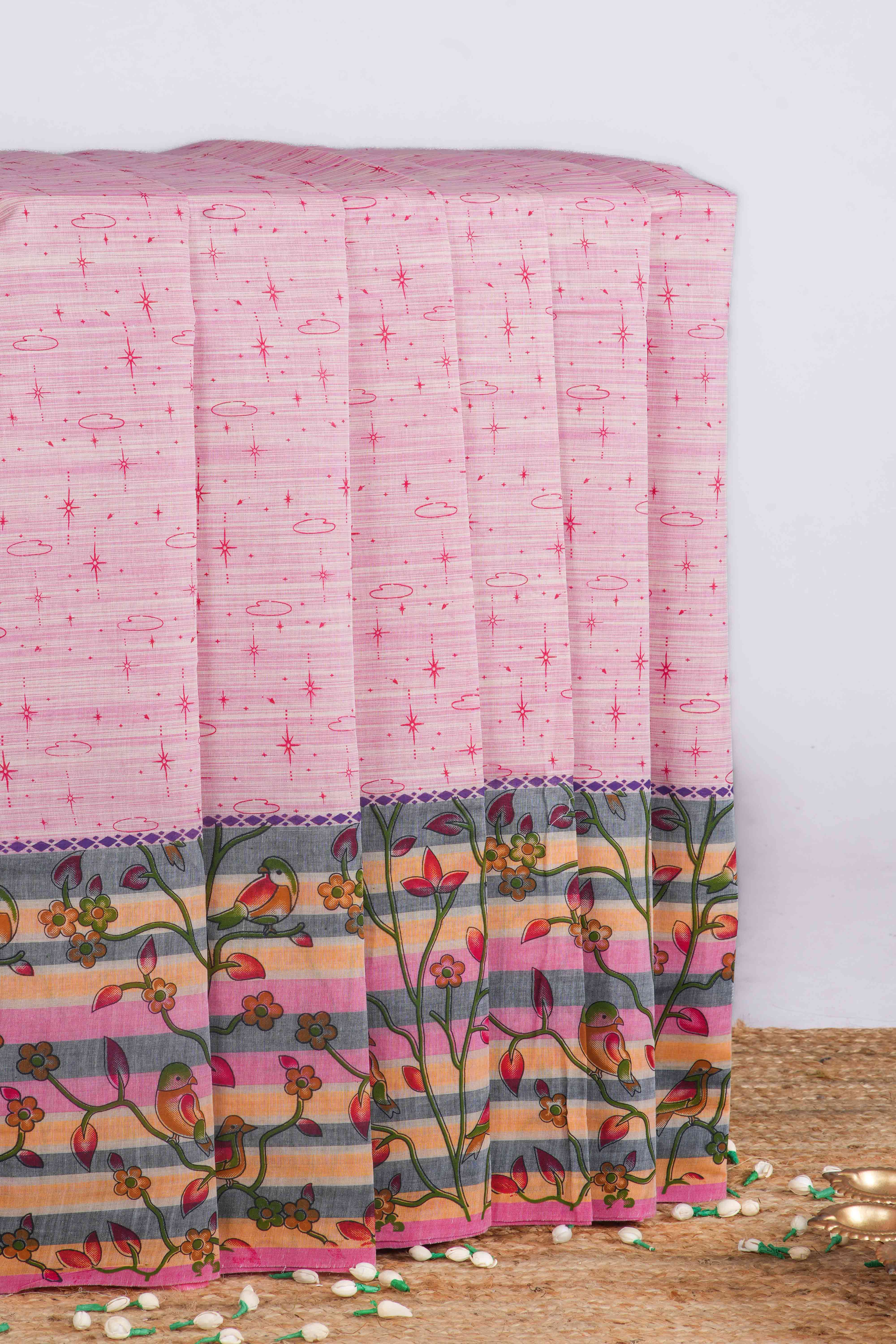 purple printed Chirala cotton saree