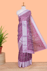 purple warli print saree
