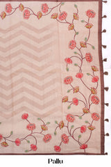 sandal color printed pallu