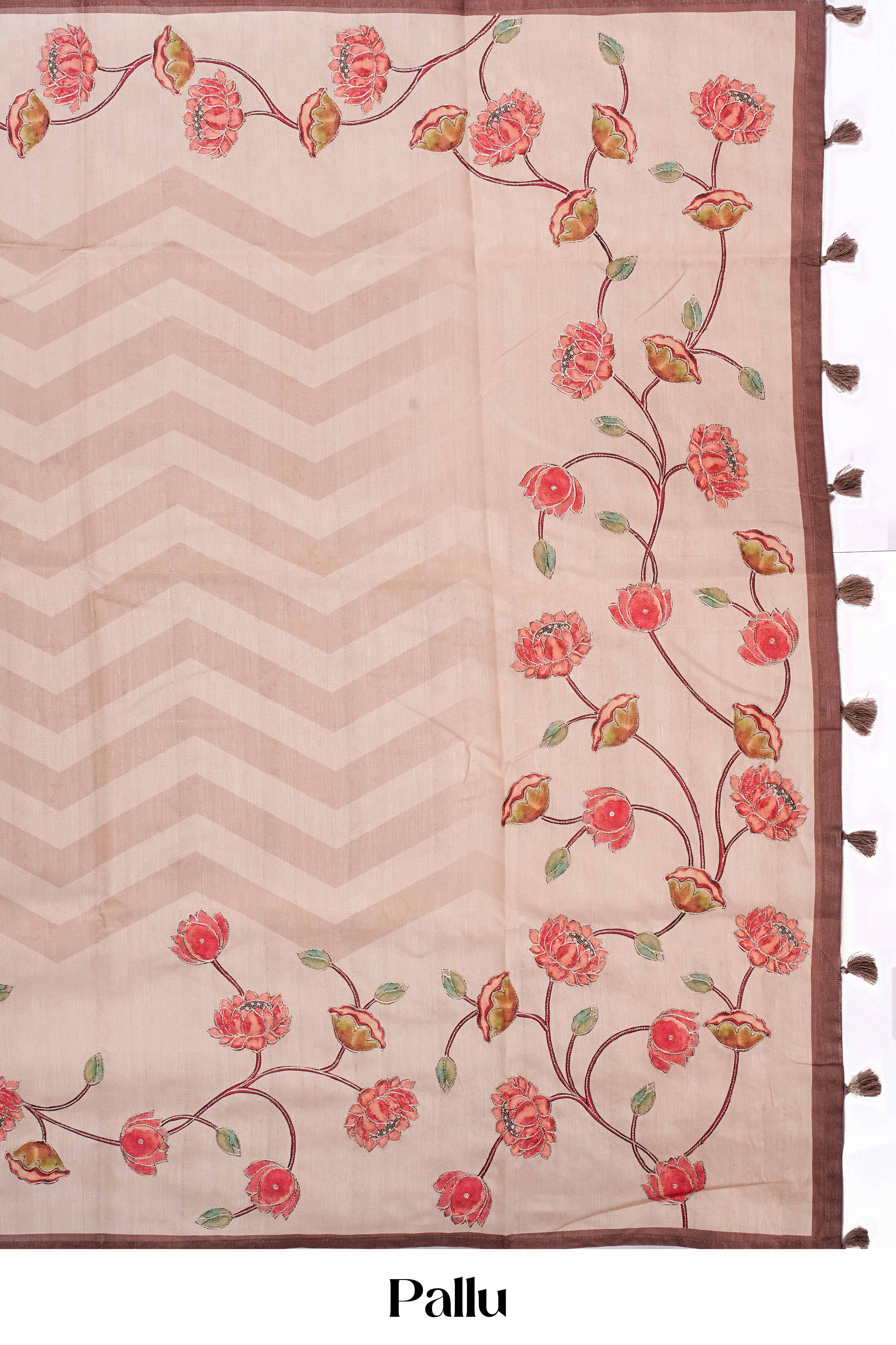 sandal color printed pallu