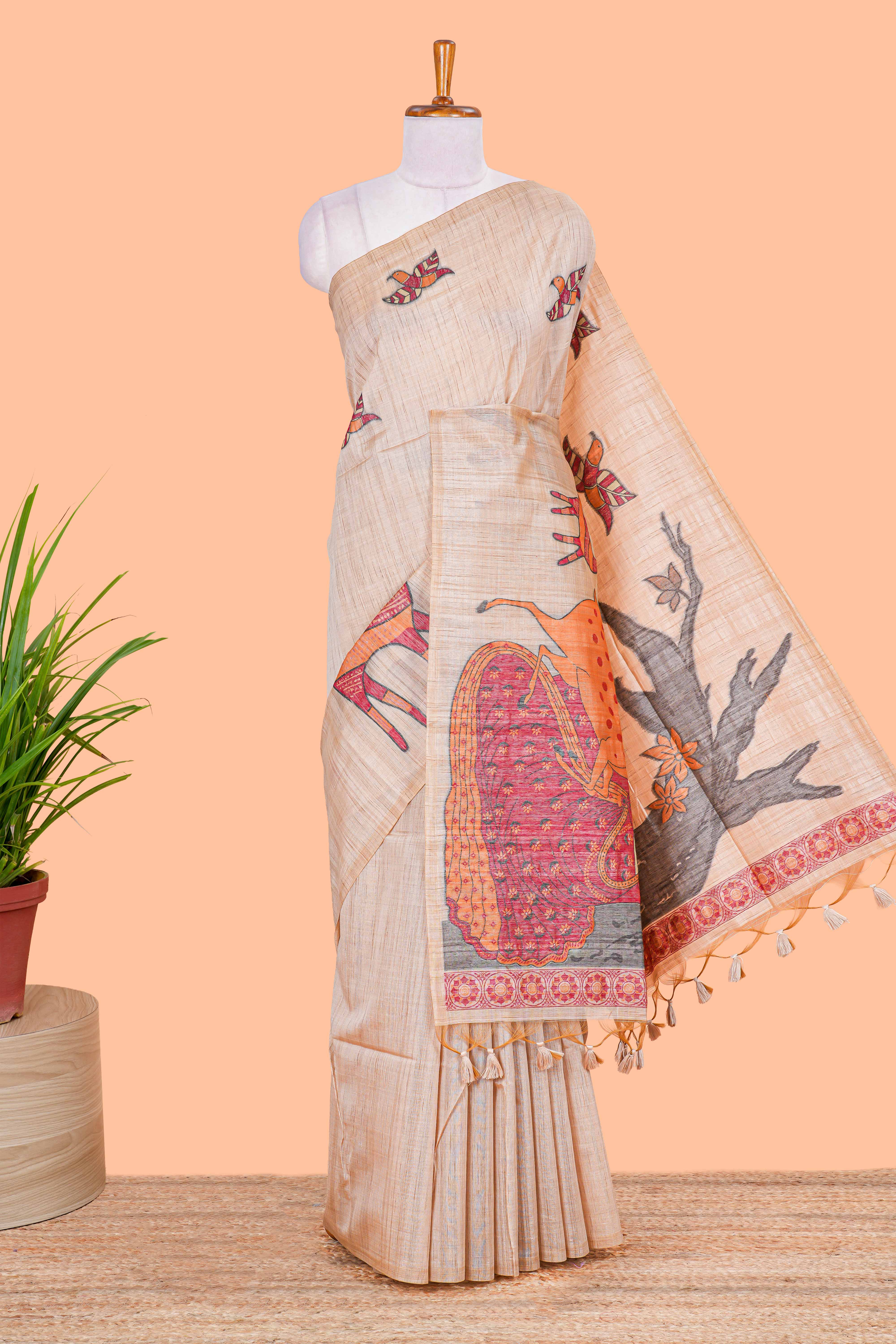 sandal munga cotton saree