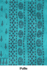 turquoise floral design saree