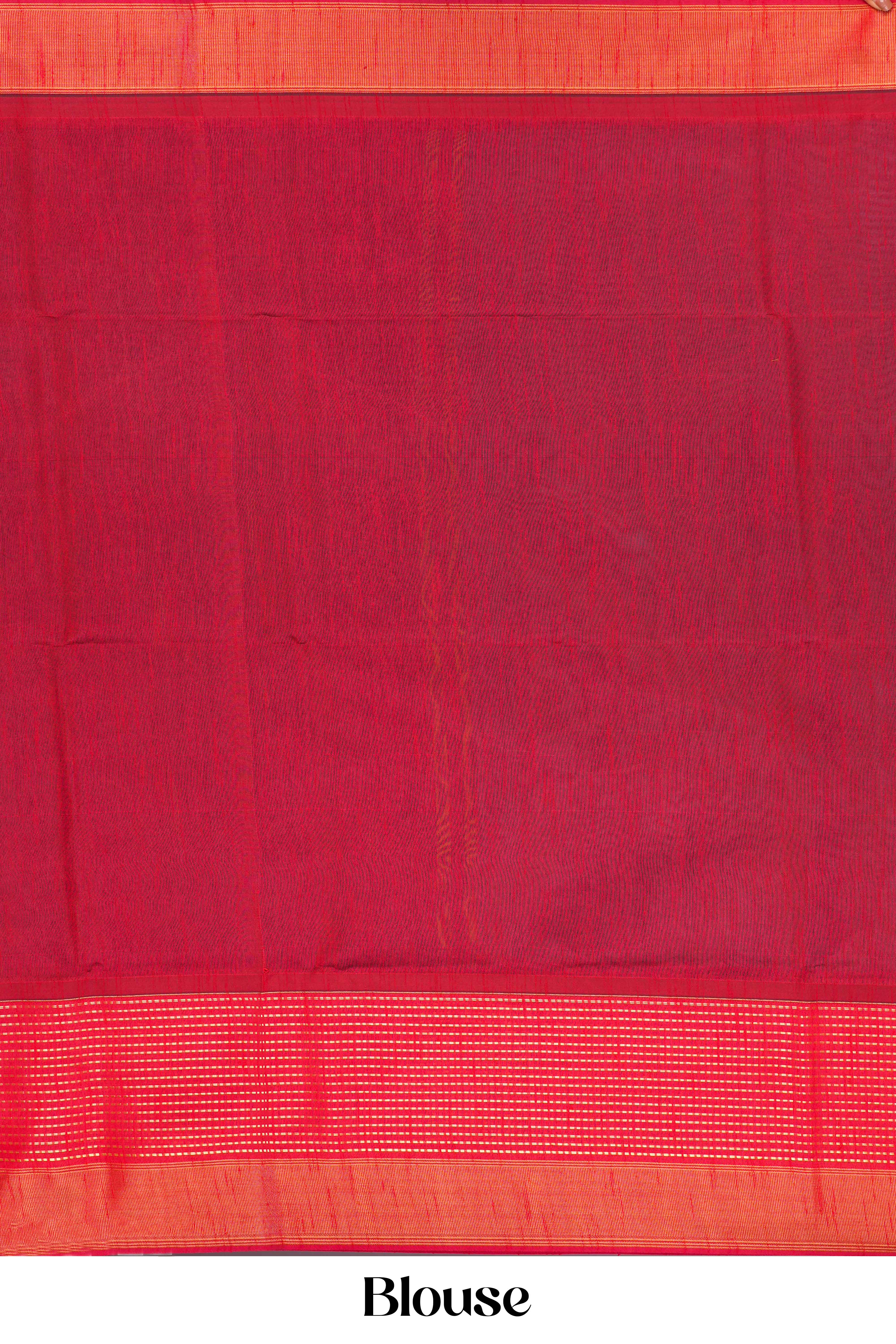 tussar saree with contrast blouse and pallu