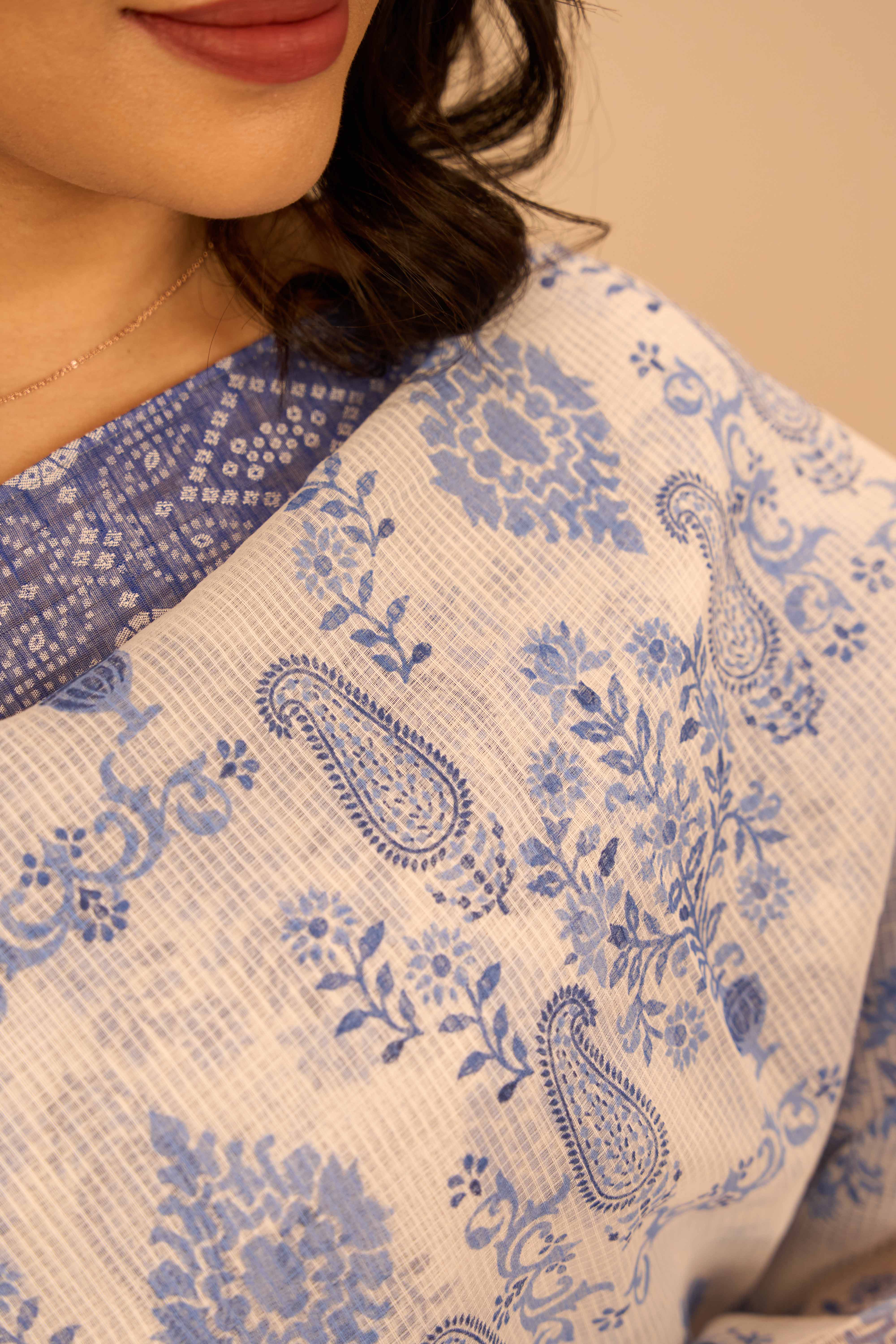 white Kota cotton saree