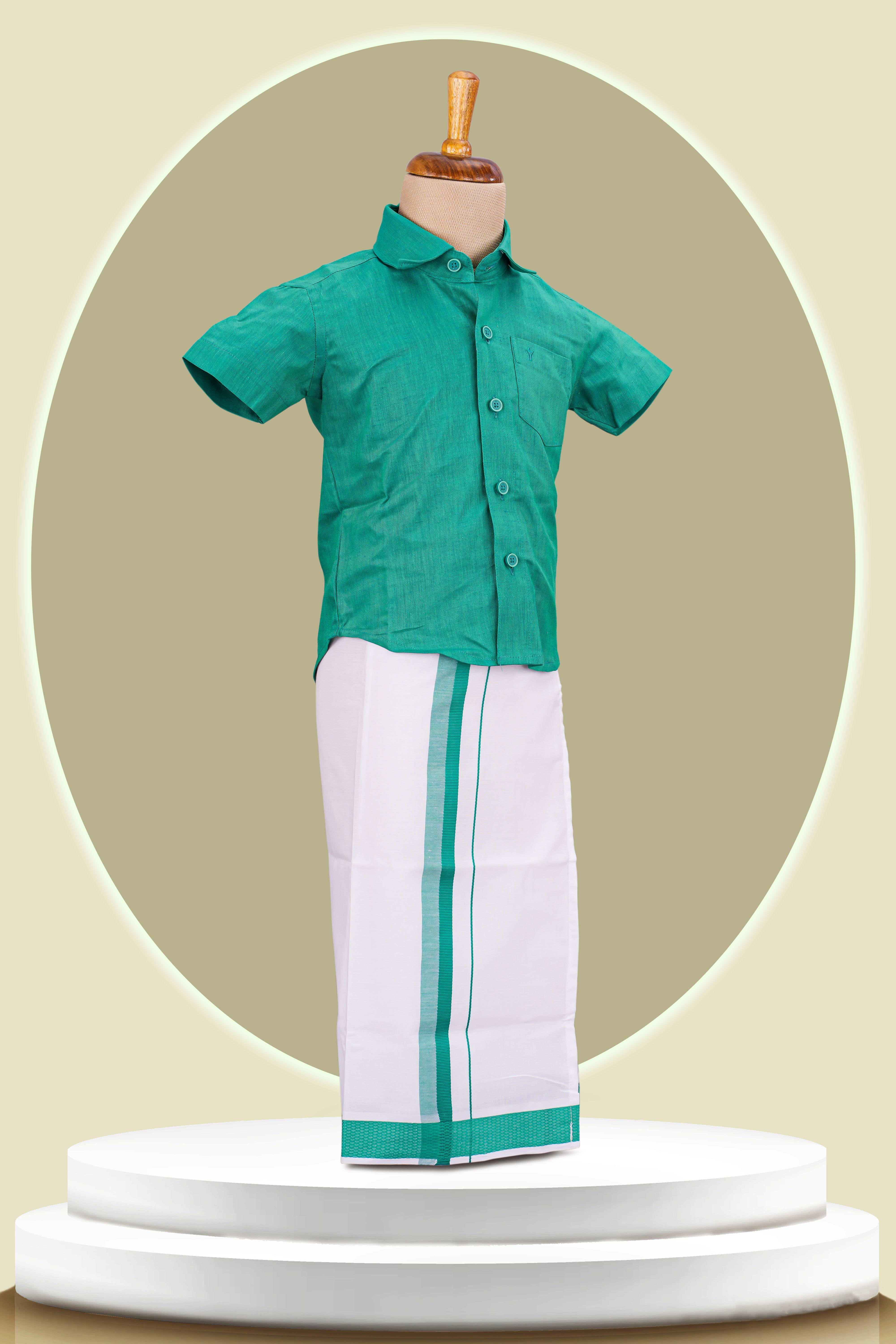 white dhoti shirt setmatching border dhoti