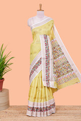 yellow dola silk saree