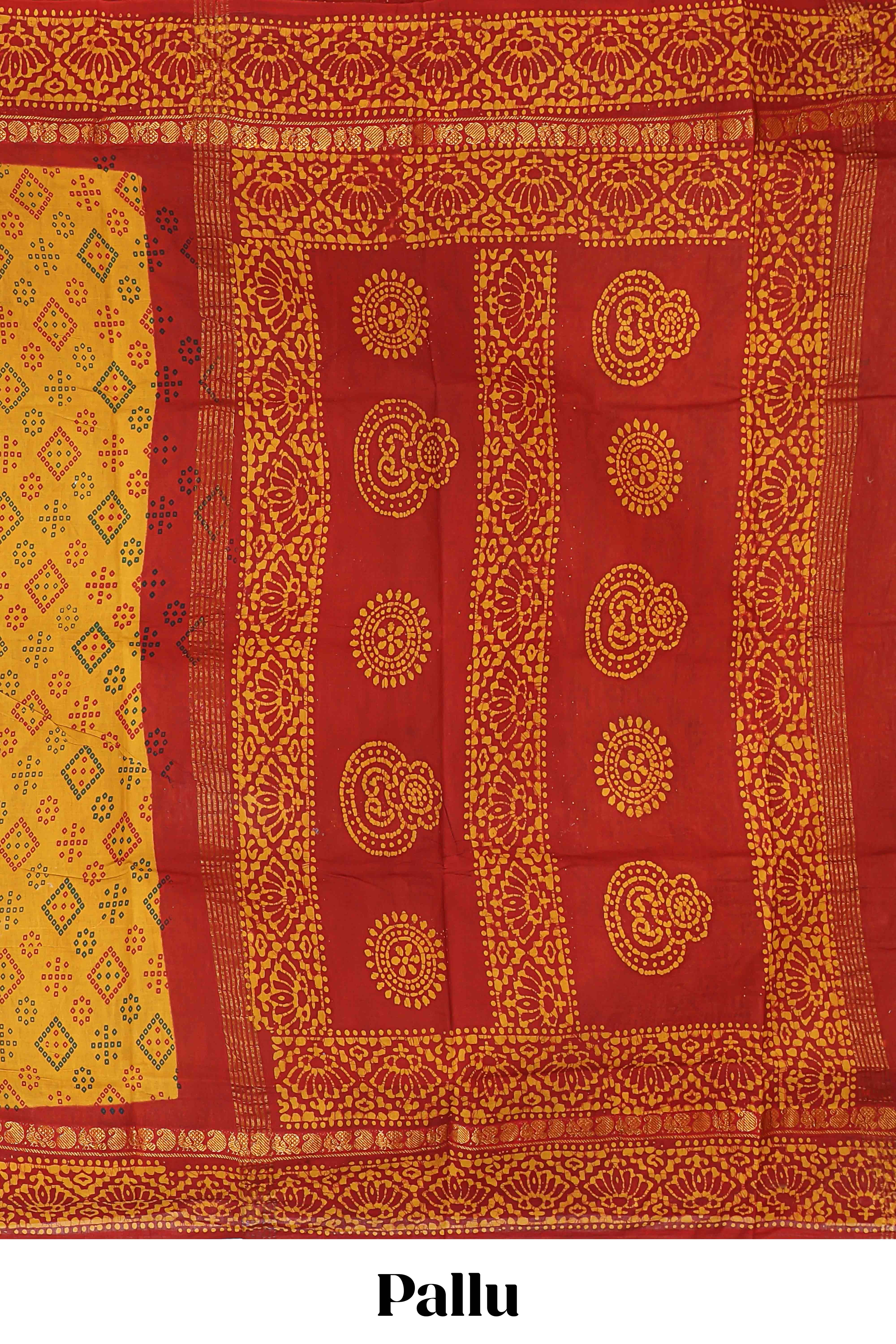 yellow geometric design saree