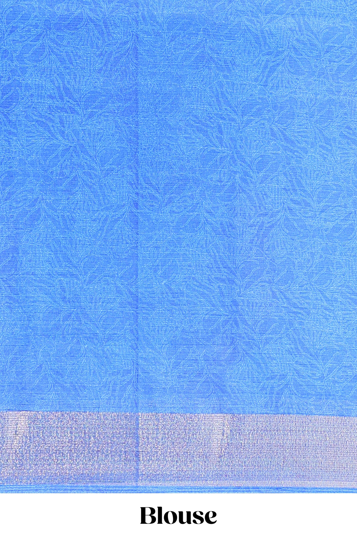 Aqua blue marsh georgette saree with artistic floral digital prints, self zari border and pallu, paired with a matching  blouse