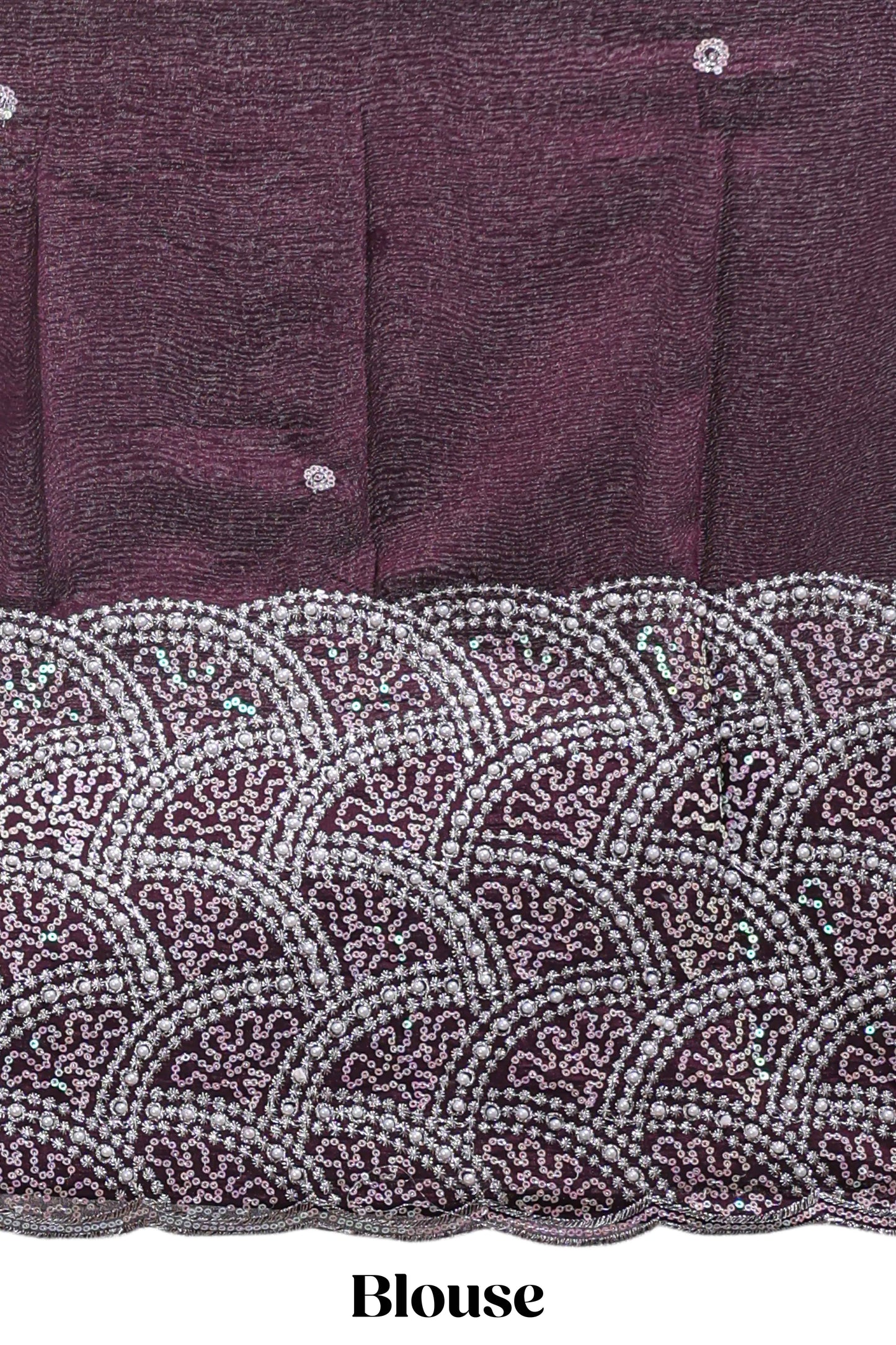 Borderless pink plain chiffon saree with contrast embroidery blouse
