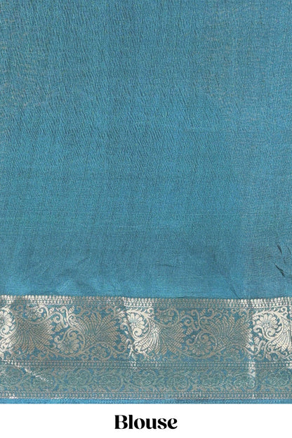 Multicolour moss chiffon floral print saree with contrast pallu and border