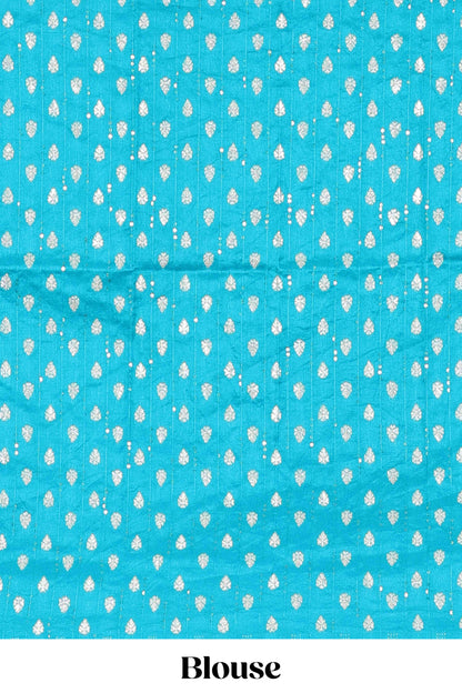 Pink moss chiffon saree featuring bandhani design, zari border, contrast blouse and printed pallu