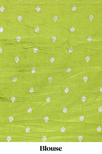 Violet checked zari butta viscose dola silk saree with contrast zari border and ikkat style pallu