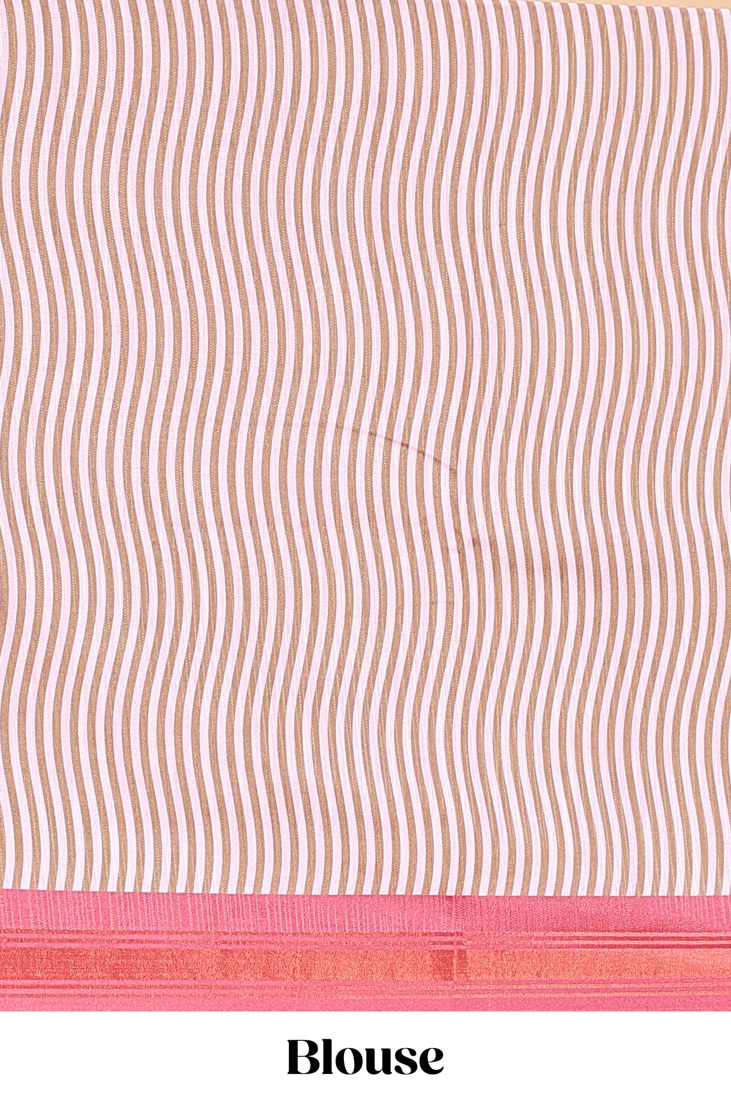 Pink tussar silk saree with chevron ikkat design and geometrical zari border and pallu