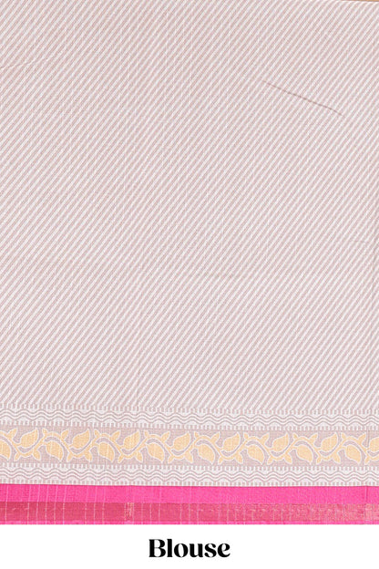 Sandal semi tussar silk saree with all over paisley butta, geometric ikkat pattern and zari border