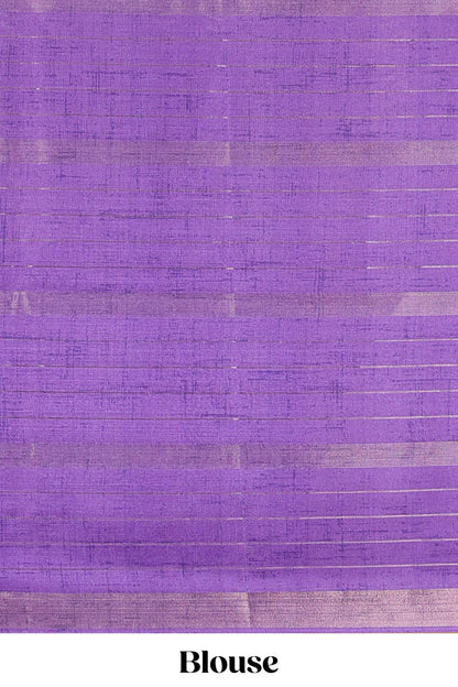 Multi color tussar silk saree with all over floral sketch design, contrast zari border and stripes pallu