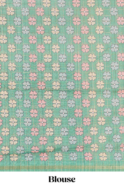 Multicolor chanderi cotton leheriya print saree with madhubani pallu