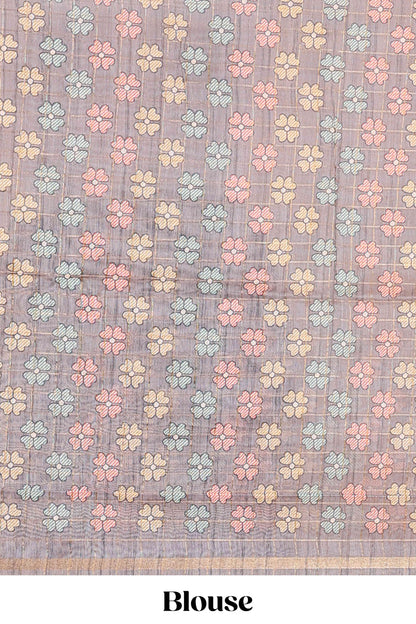 Multicolor chanderi cotton leheriya print saree with madhubani pallu