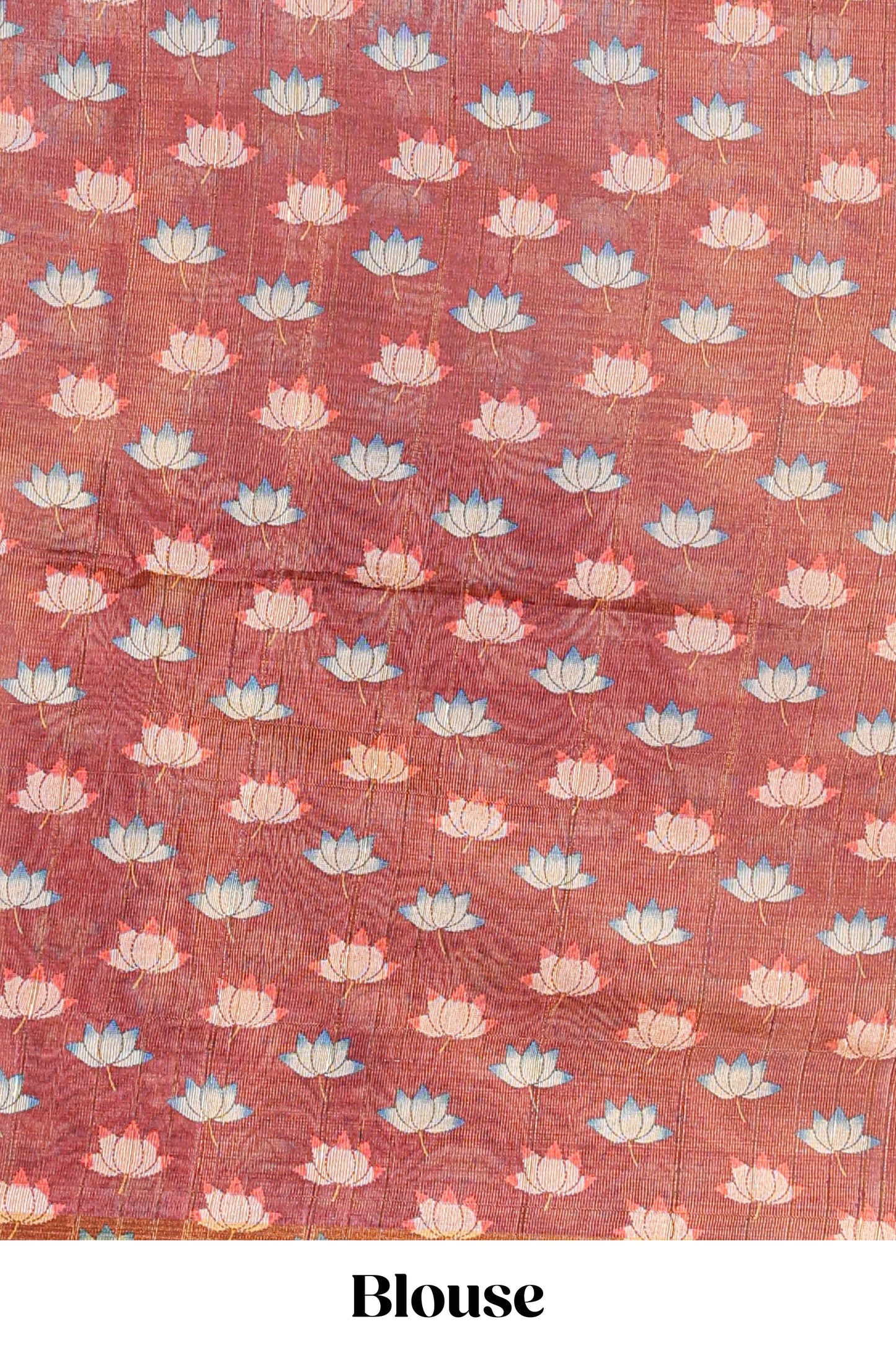 Peacock green tissue tussar saree with lotus jaal pallu and scattered lotus motif blouse