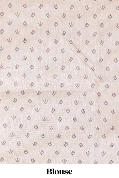 Orange chanderi Cotton Saree with Mughal Paisley Print and Medallion Pallu