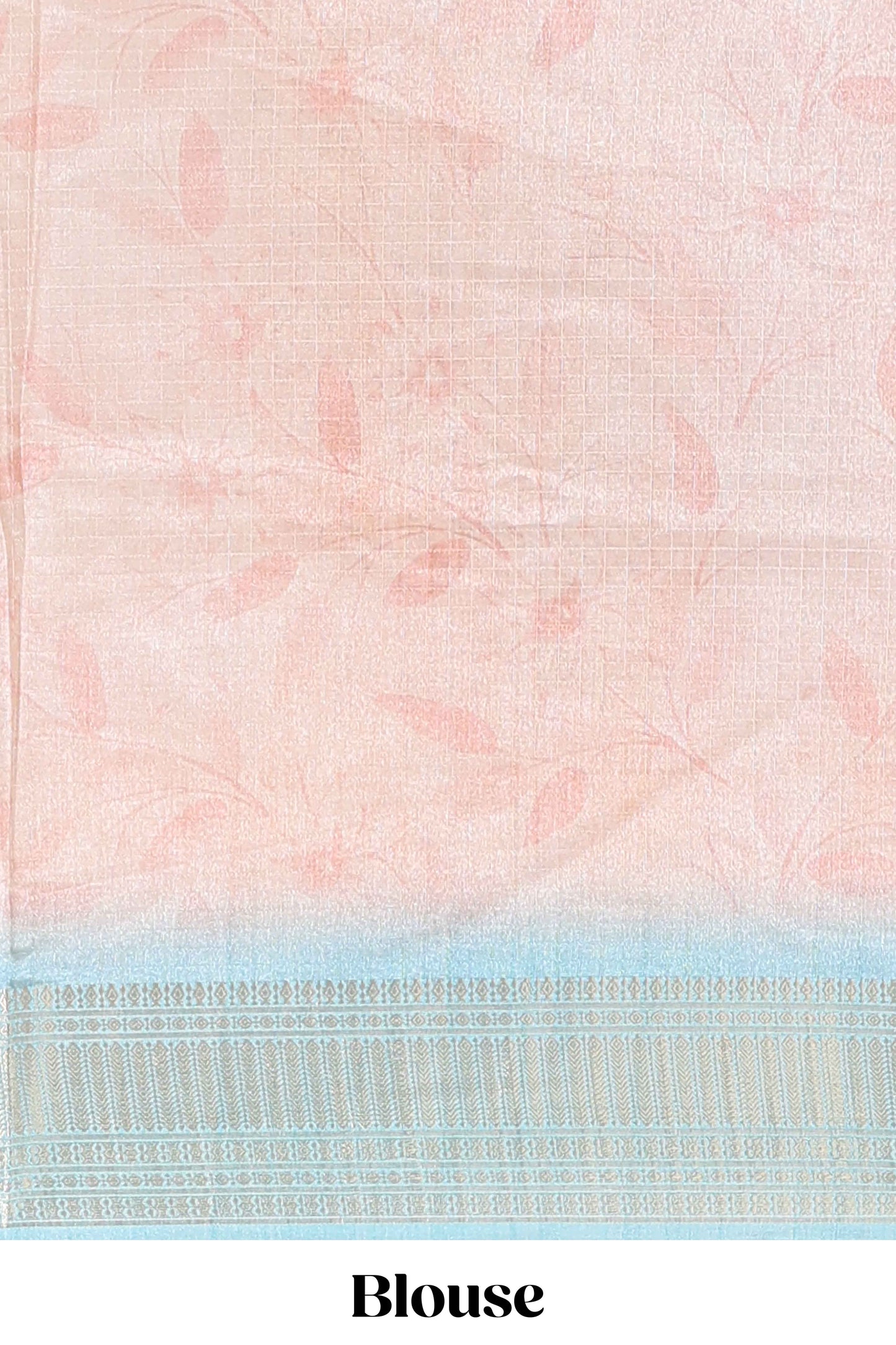 Sandal checked floral design dola silk saree with contrast zari border and matching blouse