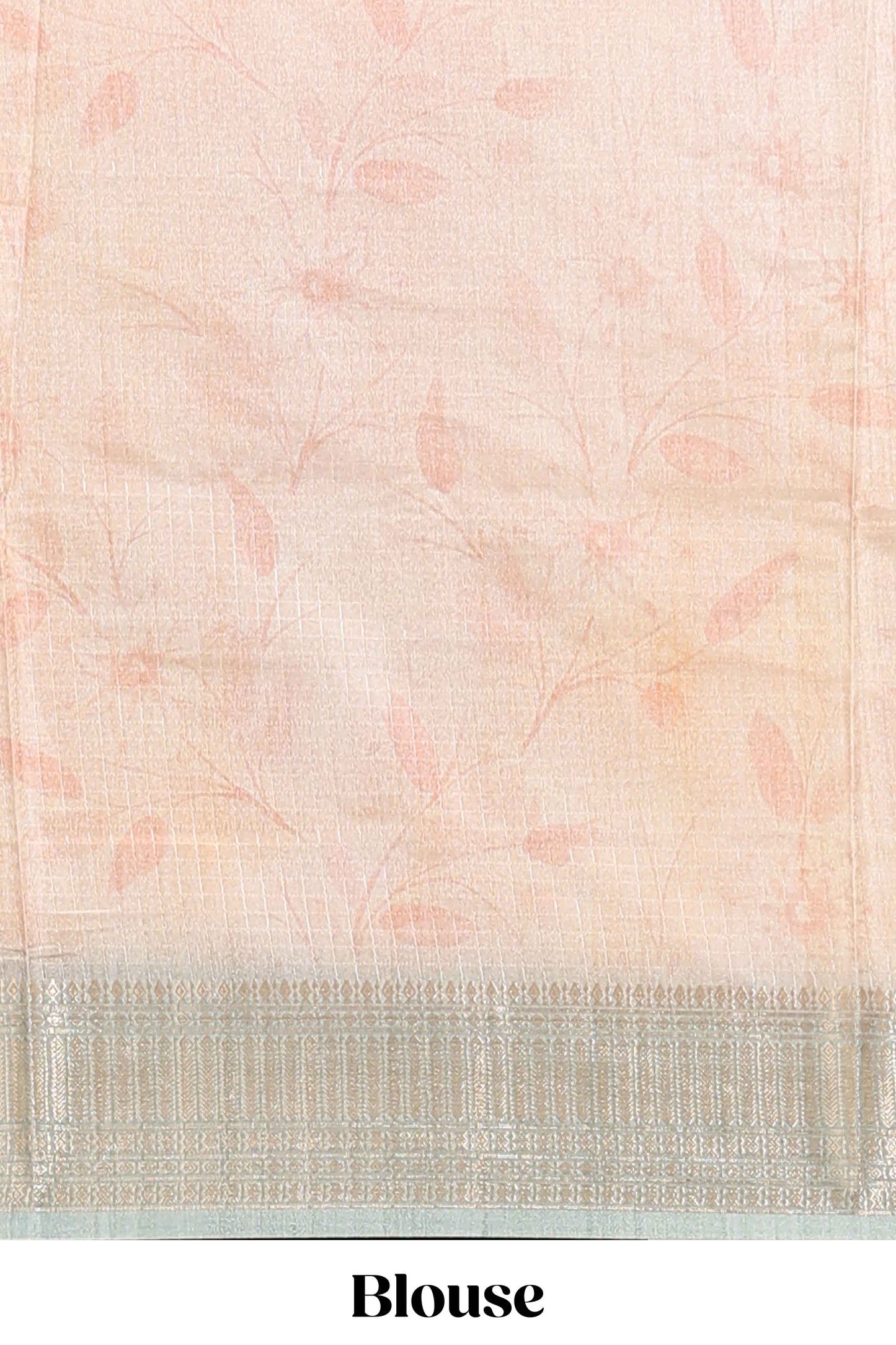 Mustard checked floral design dola silk saree with contrast zari border and matching blouse