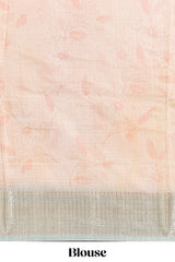 Mustard checked floral design dola silk saree with contrast zari border and matching blouse