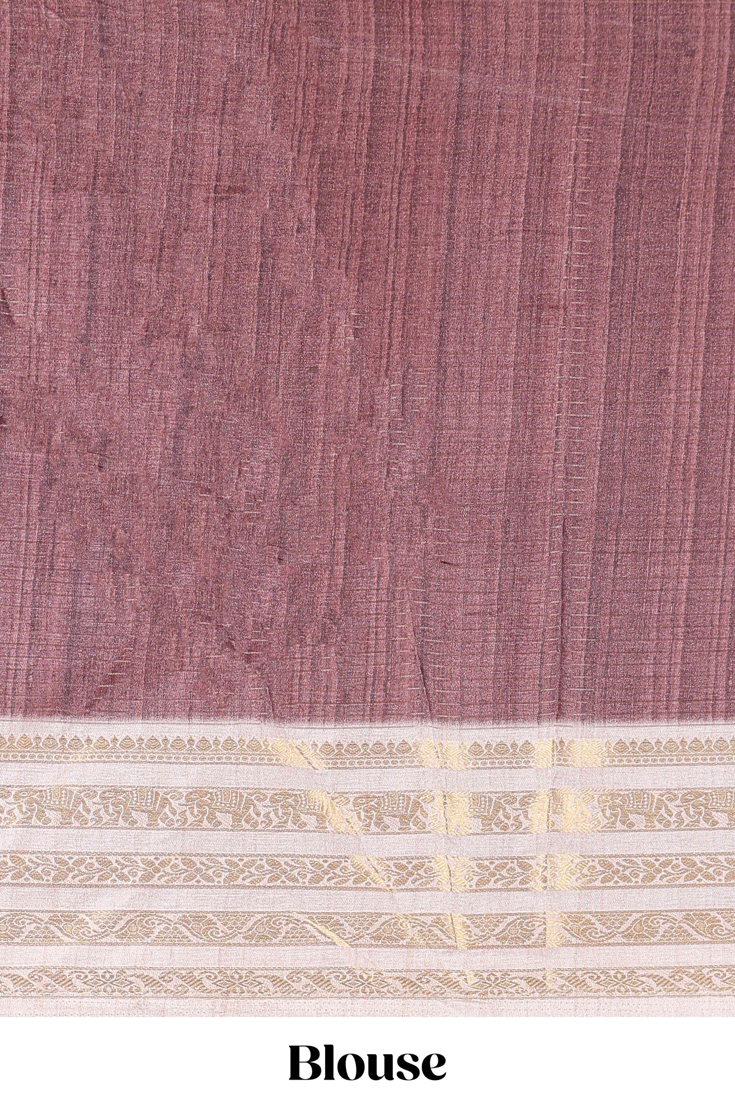 Brown dola silk saree featuring geometric block print and contrast zari border