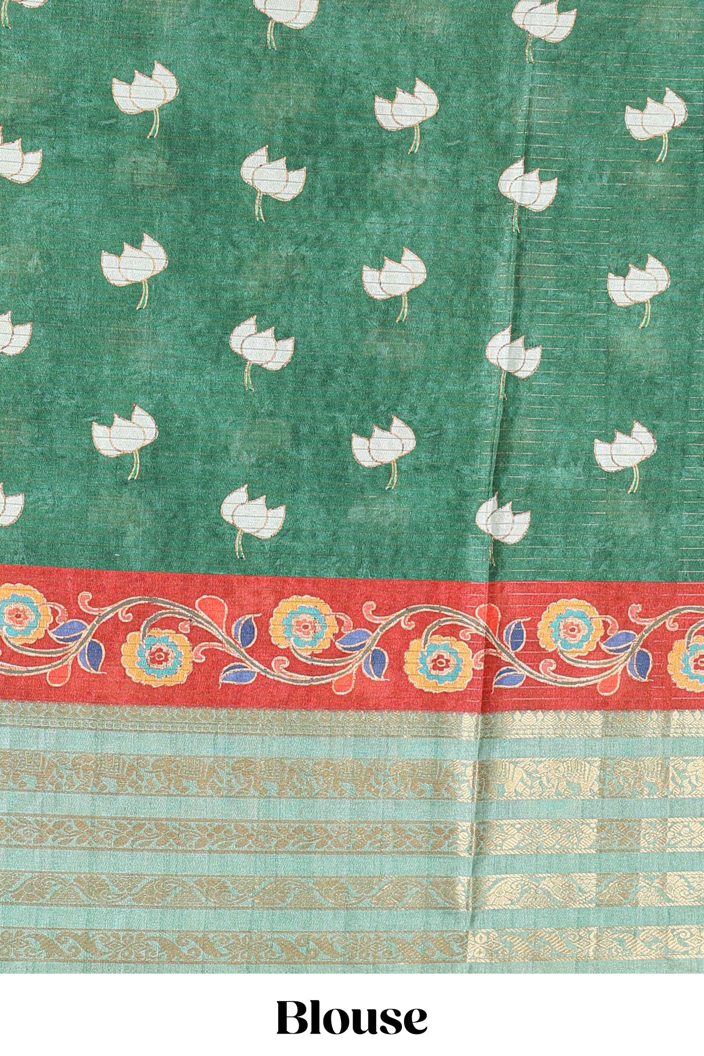 Mustard dola silk saree with lotus bird creeper print and village themed pallu