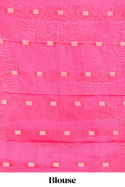 Blue marsh mellow plain saree with contrast gold zari border and butta blouse